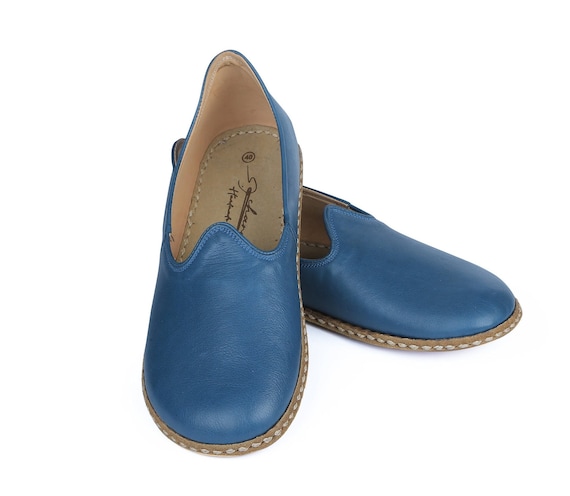 Horizon, Women's Wide Toe Box Loafer, Flexible Sole Flat Genuine Blue  Leather Authentic - Etsy