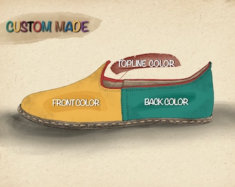 Unisex Custom Made Comfort Shoes. Made to Order Leather House Shoes, Personalized Flat Shoes, Traditional Slippers, Handmade Leather Loafer