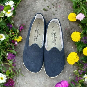 Charooq Horizon, Wide Toe Box Nubuck Black Leather Unisex Comfy Shoes, Barefoot Authentic House Shoes, Loafer Gift, Made To Order Slip-Ons