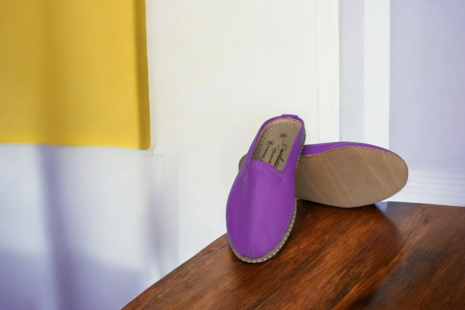 Men's purple footwear - Handcrafted Leather House Slippers