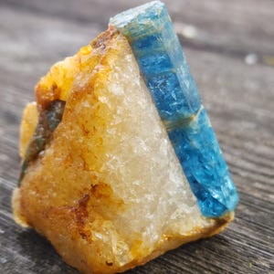 Astonishing Blue Beryl Vietnamese Aquamarine Crystal with Quartz Specimen, All Natural Color Delighted to Watch, 170gm, US Top Crystals