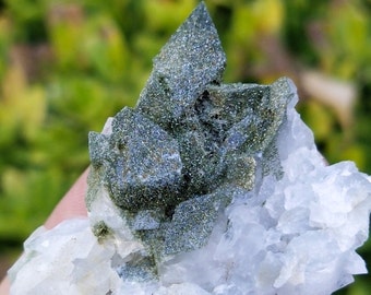 Natural Adularia / Crystalline moonstone with Chlorite Specimen from Afghanistan, Rare Collection, US Top Crystals