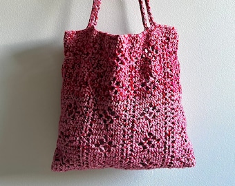 Shoulder bag | Crochet bag | Handmade Bag | Handbag | Pink | Red | Shopping bag | Colorful bag | Pattern bag | Strawberry | Cherry | Custom