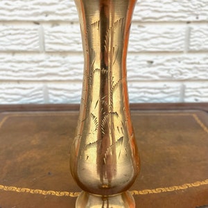 Vintage Etched Brass Vase