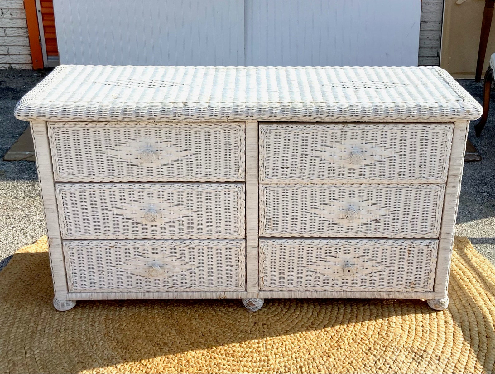 Vintage White Wicker Dresser Etsy
