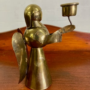 Vintage Brass Angel Candlestick Holder