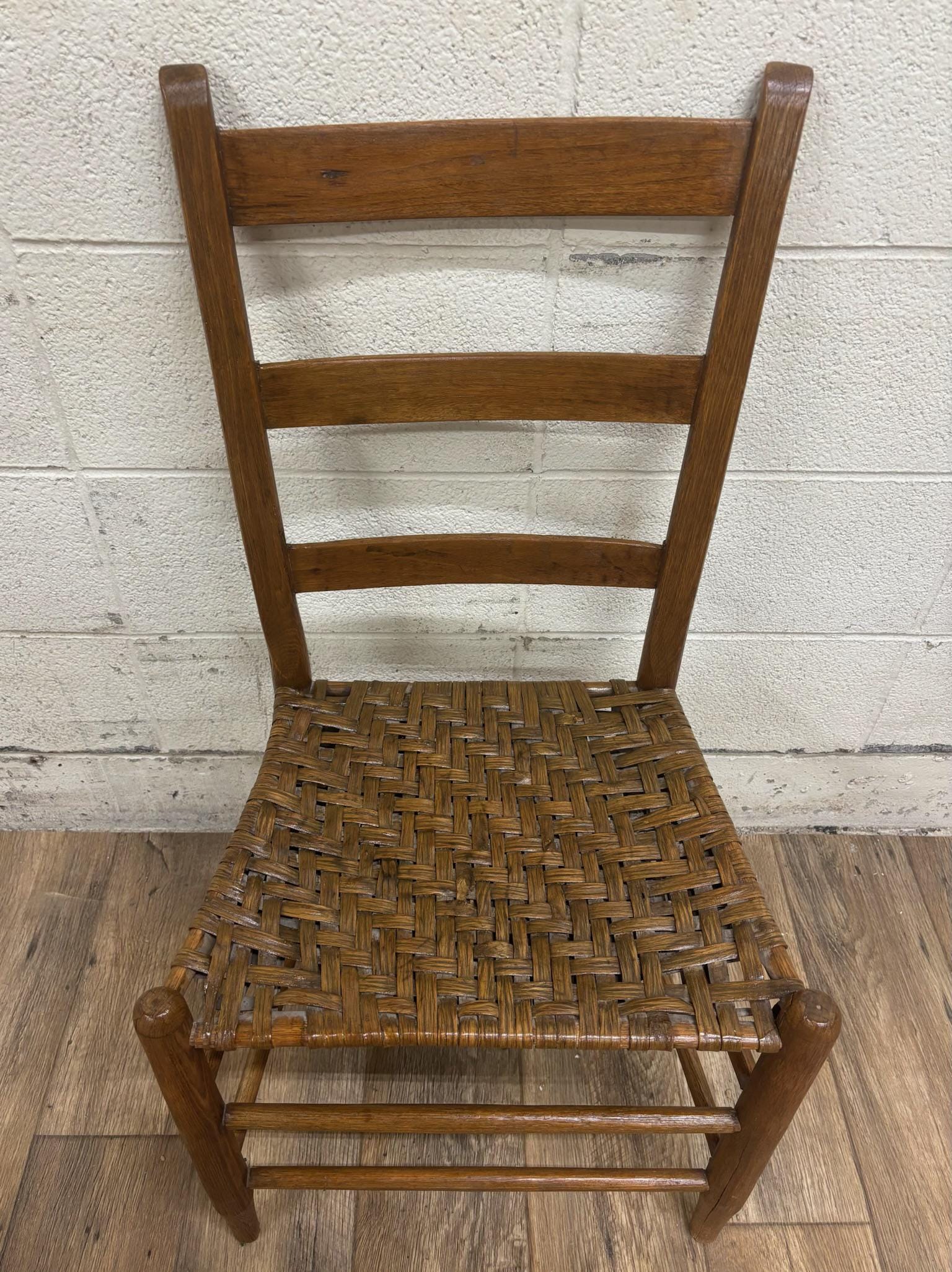 Antique Shaker Style Maple Spindle Back Ladder Back Woven Rush