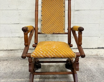 Chair Seat Reupholster Old Rocking Chair With Springs Antique