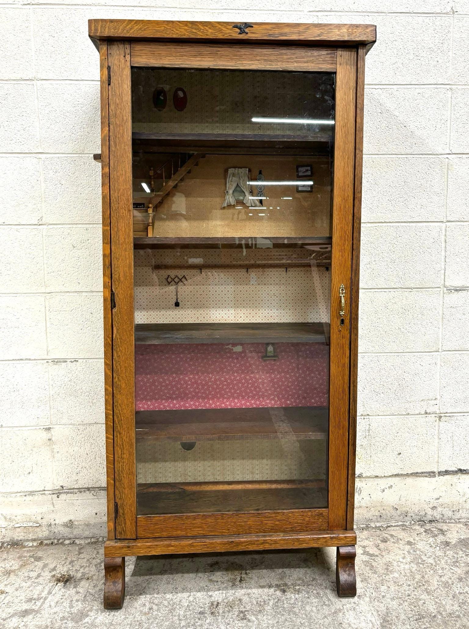 アンティーク家具　MISSION BOOKCASE UNIT Lifetime Mission Oak Arts and Crafts Triple Bookcase, Circa