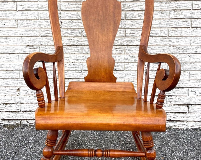 Vintage Tell City Hard Rock Maple Colonial Style Balloon Back Rocking ...
