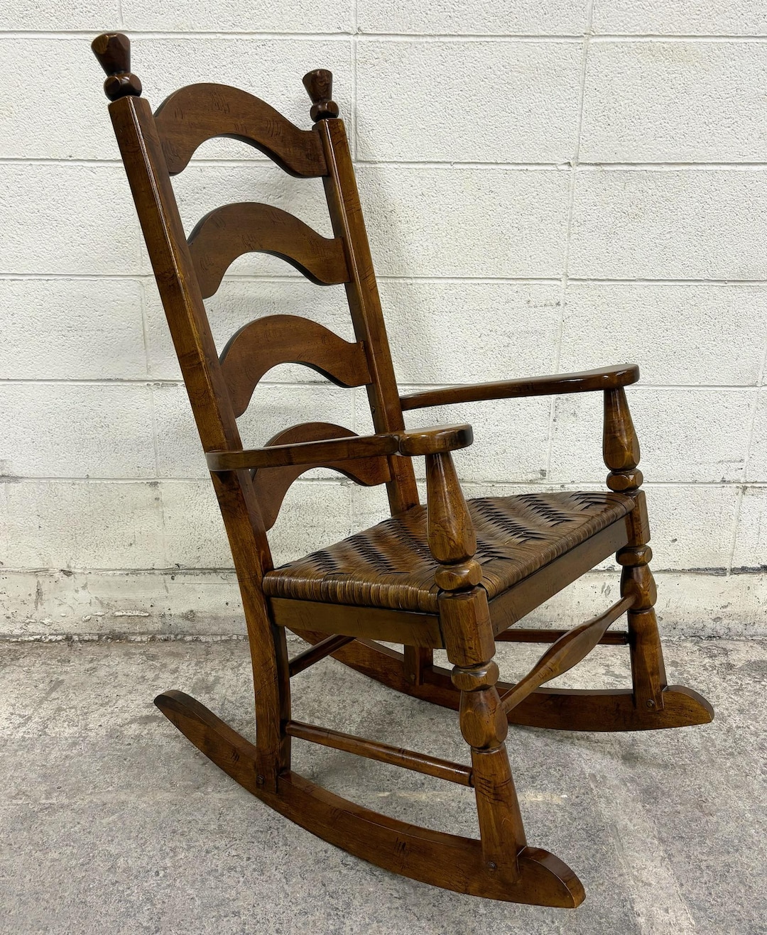 Vintage American Country Shaker Style Ladderback Woven Seat