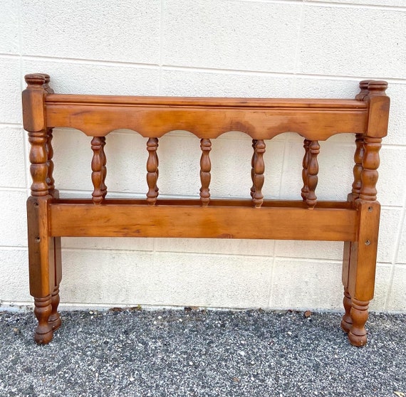 Vintage Twin Size Four Poster Spindle Bed Headboard and Footboard
