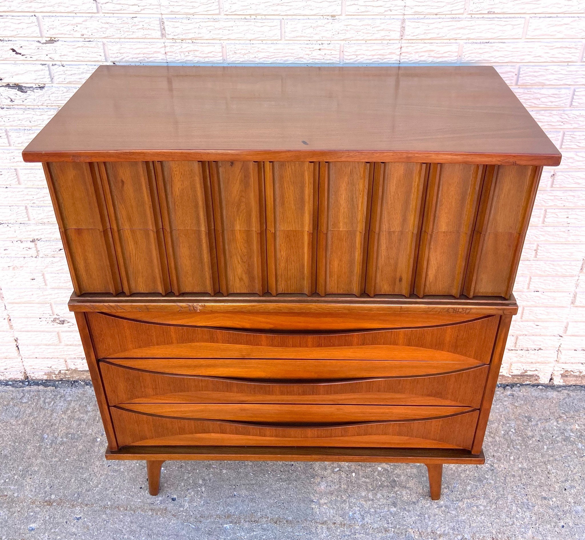 Vintage MCM Highboy Dresser Gentleman's Chest by United Etsy