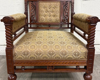 Antique Victorian Eastlake Library Chair Lounge Chair Armchair