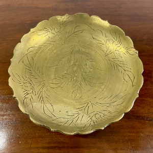 Vintage Brass Bowl with Etchings