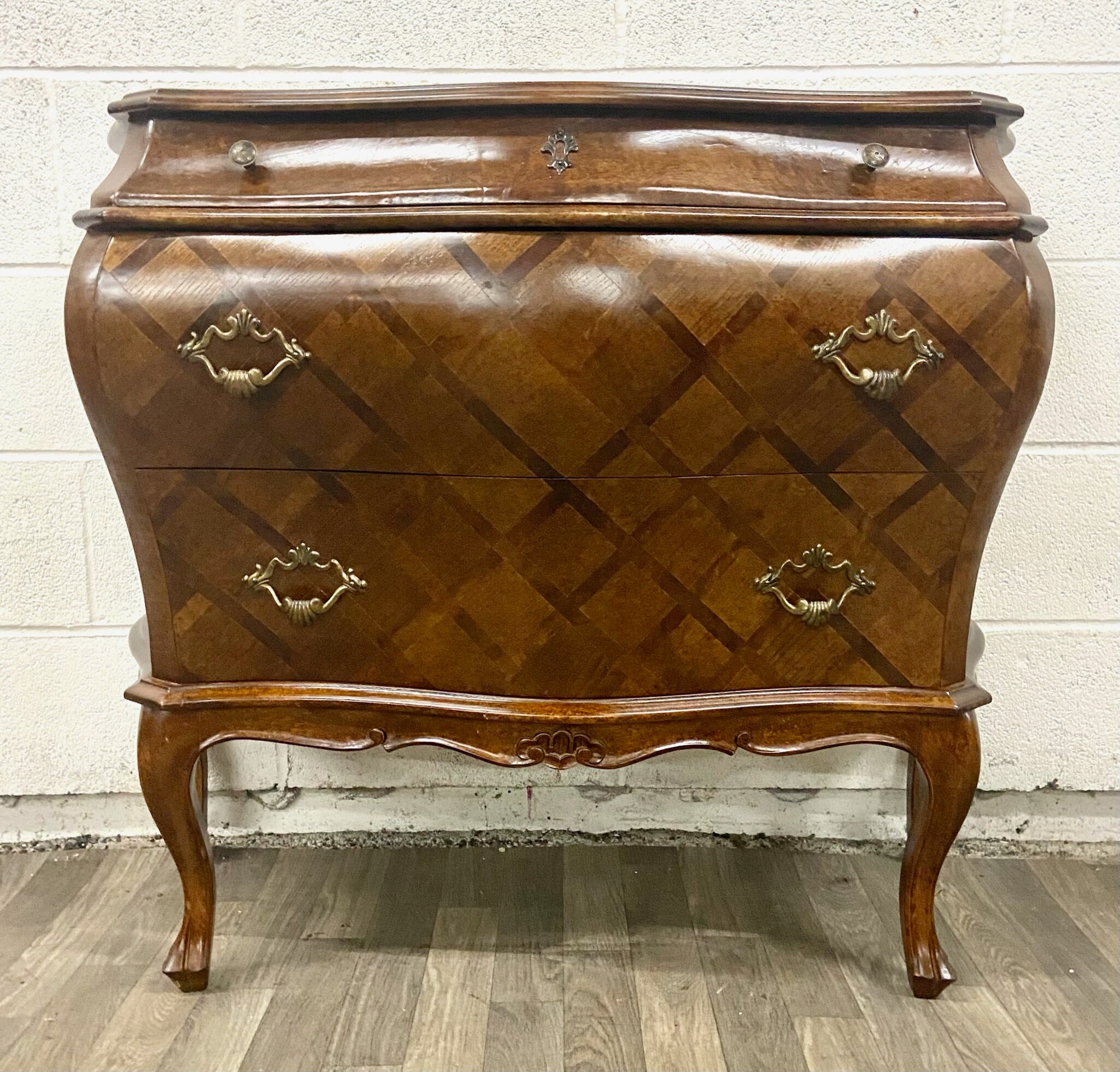 Vintage Ethan Allen Parquetry Bombe Chest Made in Italy Etsy