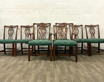 Vintage Chippendale Dining Chairs - Complete Set of 8