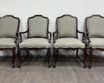 Vintage Drexel Heritage Louis XV Style Dining Arm Chairs - Set of 4