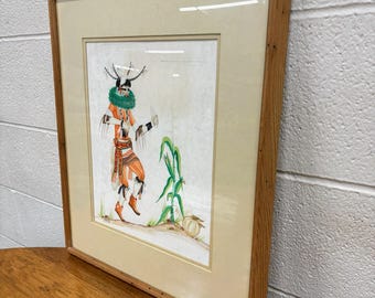 Vintage Original Watercolor “the Zuni Corn Dancer” by Percy Sandy