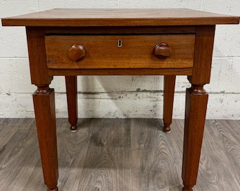 Antique American Country Primitive Walnut Single Drawer Nightstand