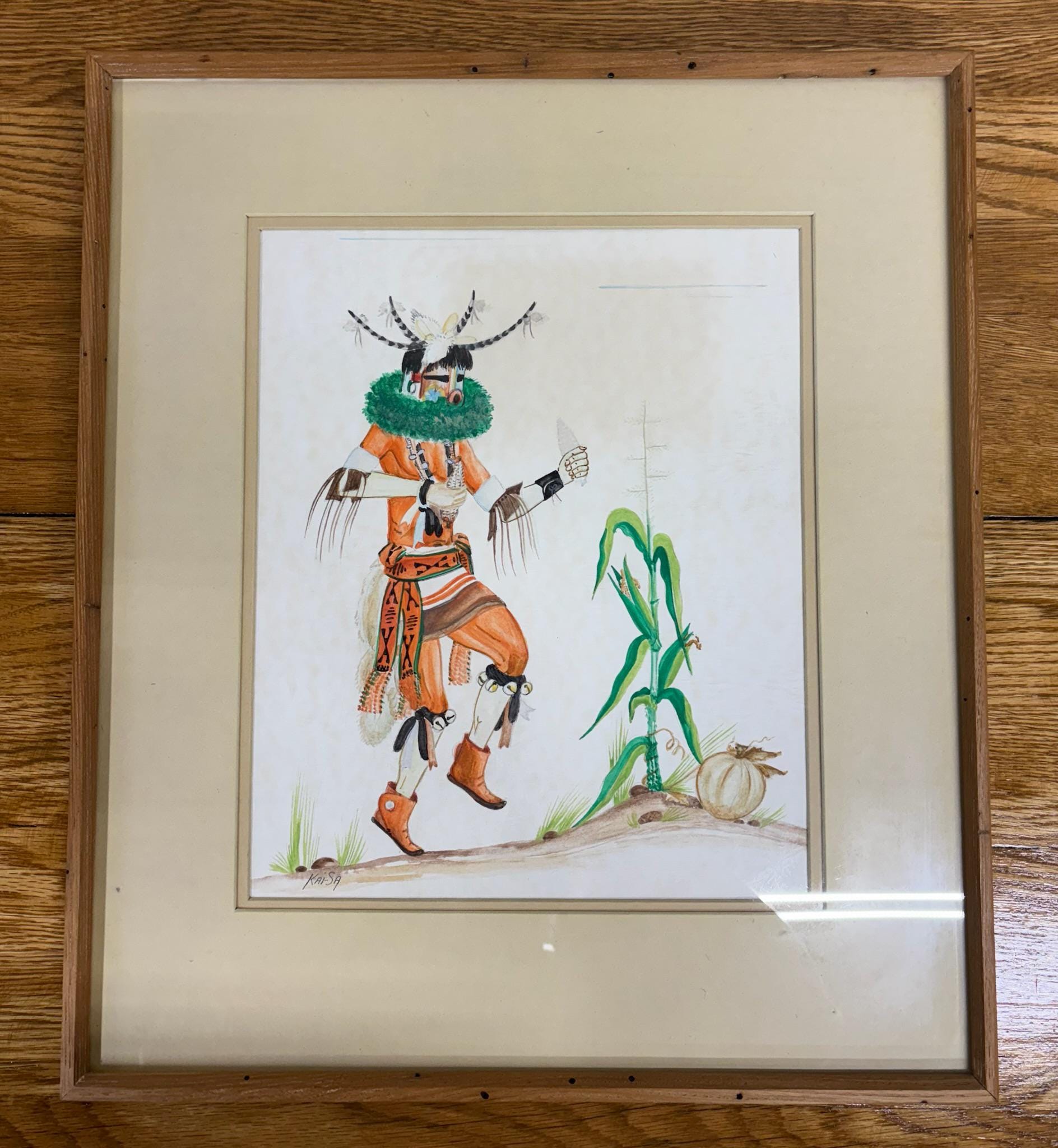 Vintage Original Watercolor “the Zuni Corn Dancer” by Percy Sandy