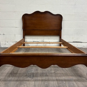 Vintage Twin Size French Provincial Country French Style Walnut Bedframe