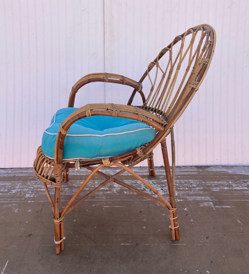 Vintage Boho Rattan Lounge Chair Etsy
