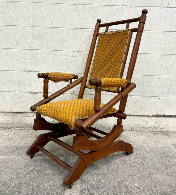 Antique Victorian Hunzinger Style Upholstered Spring Rocker Etsy
