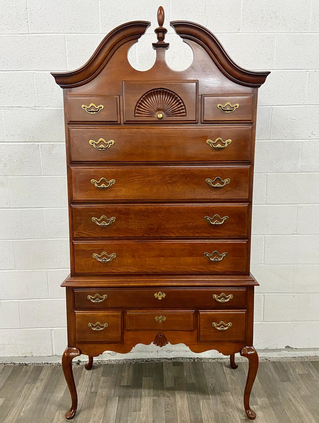 Vintage Thomasville Collectors Cherry Queen Anne Style Highboy Chest Etsy