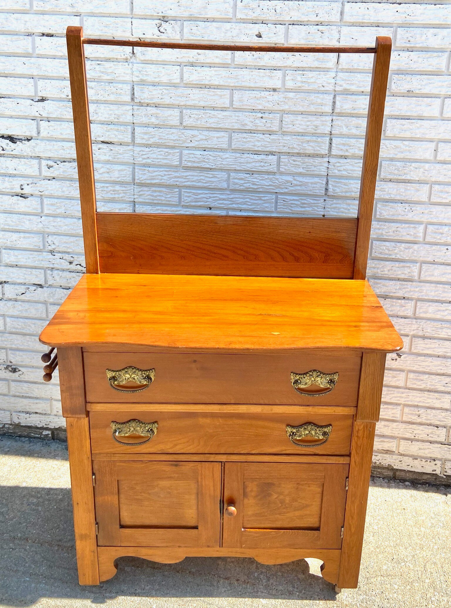 Antique Washstand With Towel Rack and Knapp Joint Drawers Etsy