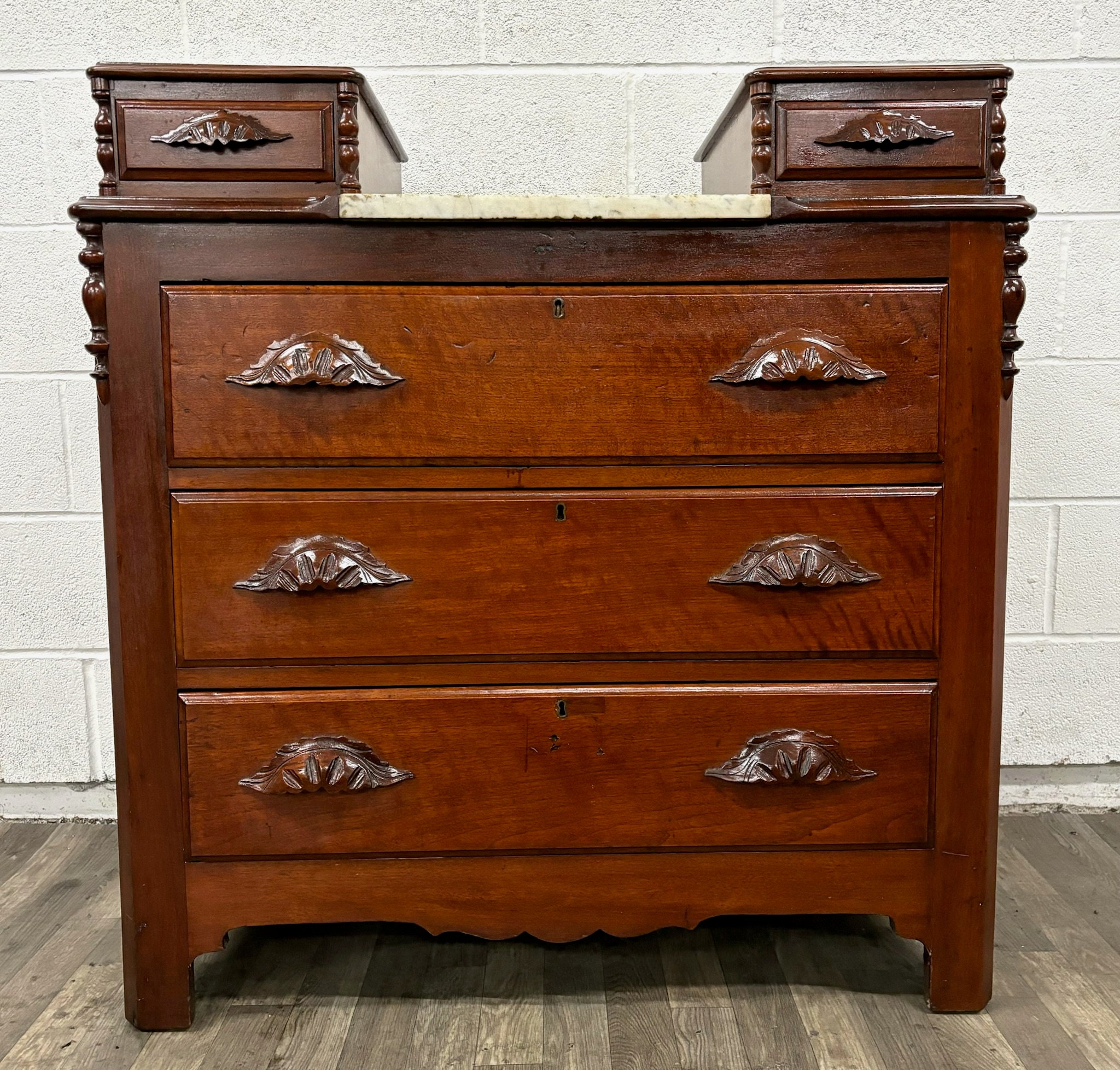 Antique Victorian Eastlake Marble Inlay Gentleman s Dresser Commode Etsy