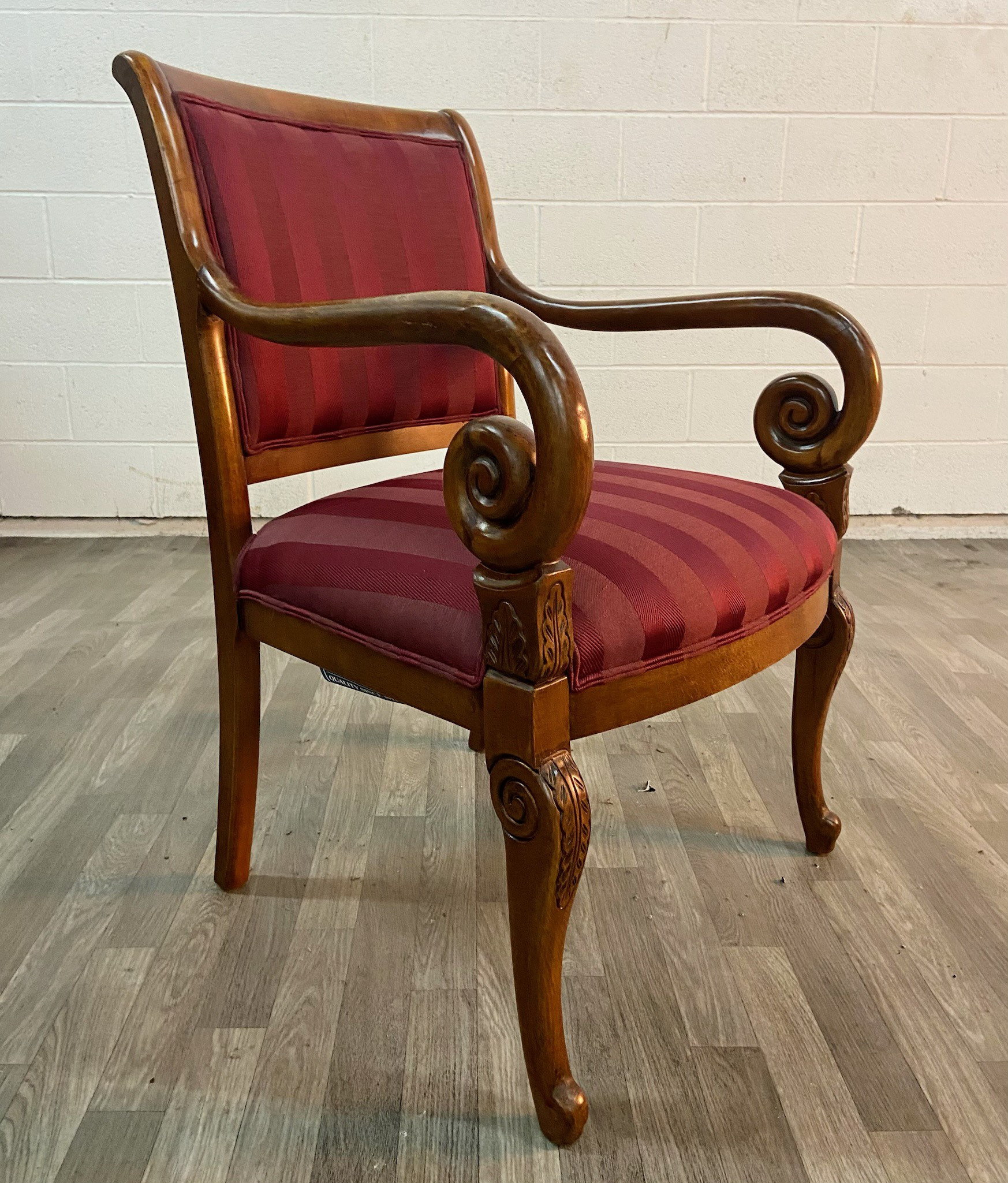 Keller Upholstered King Louis Back Arm Chair Fairfield Chair Body Fabric:  9508 Smoke, Frame Color: Tobacco - Yahoo Shopping