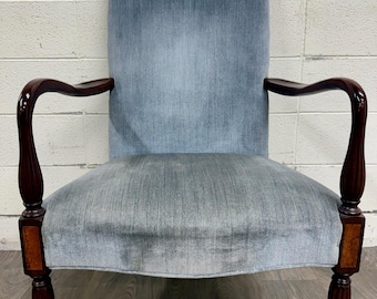 Vintage Federal Style Inlaid Mahogany Lolling Armchair