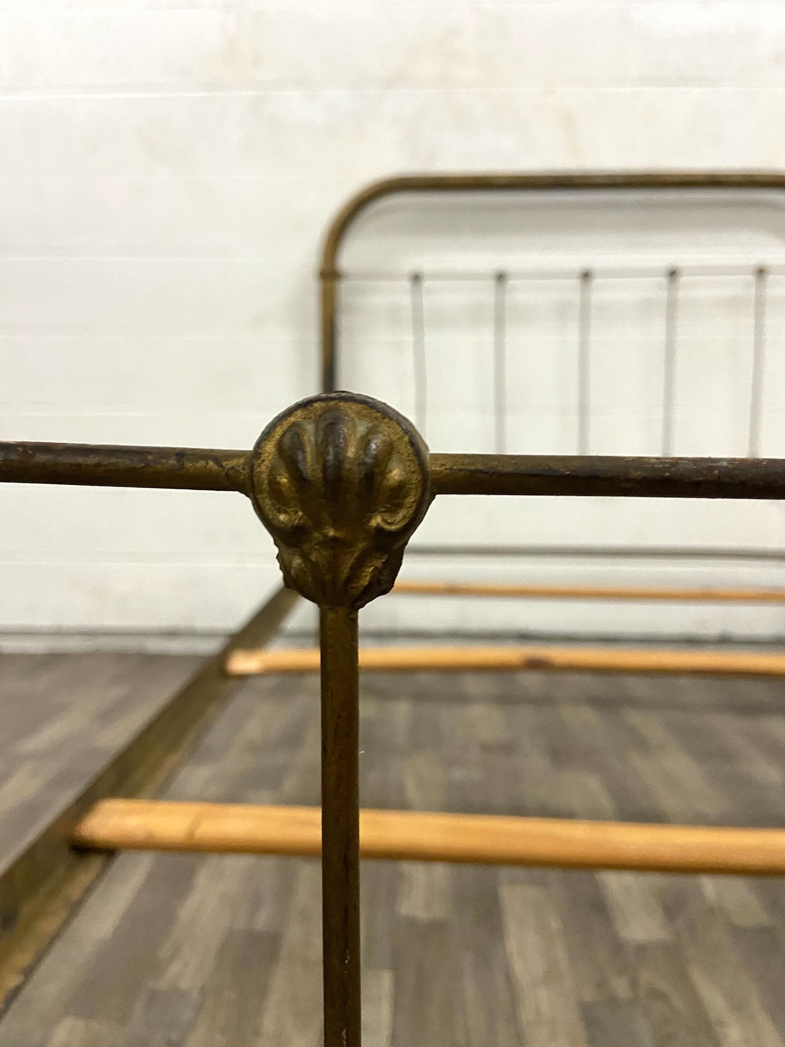 Antique 19th Century Full Sized Brass and Iron Bed 