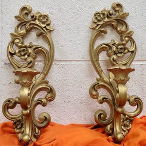Vintage Homco #4118 MCM Candlestick Wall Sconces - Pair