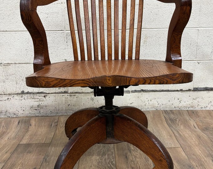 Antique PH Meyer Co Arts and Crafts Swivel Office Lawyer Banker Jury ...