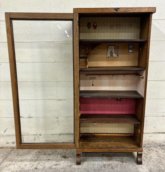 Antique Mission Arts and Crafts Bookcase Bookshelf Cabinet