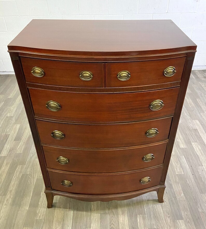 Vintage Traditional Duncan Phyfe Hepplewhite Style Bow Front Etsy