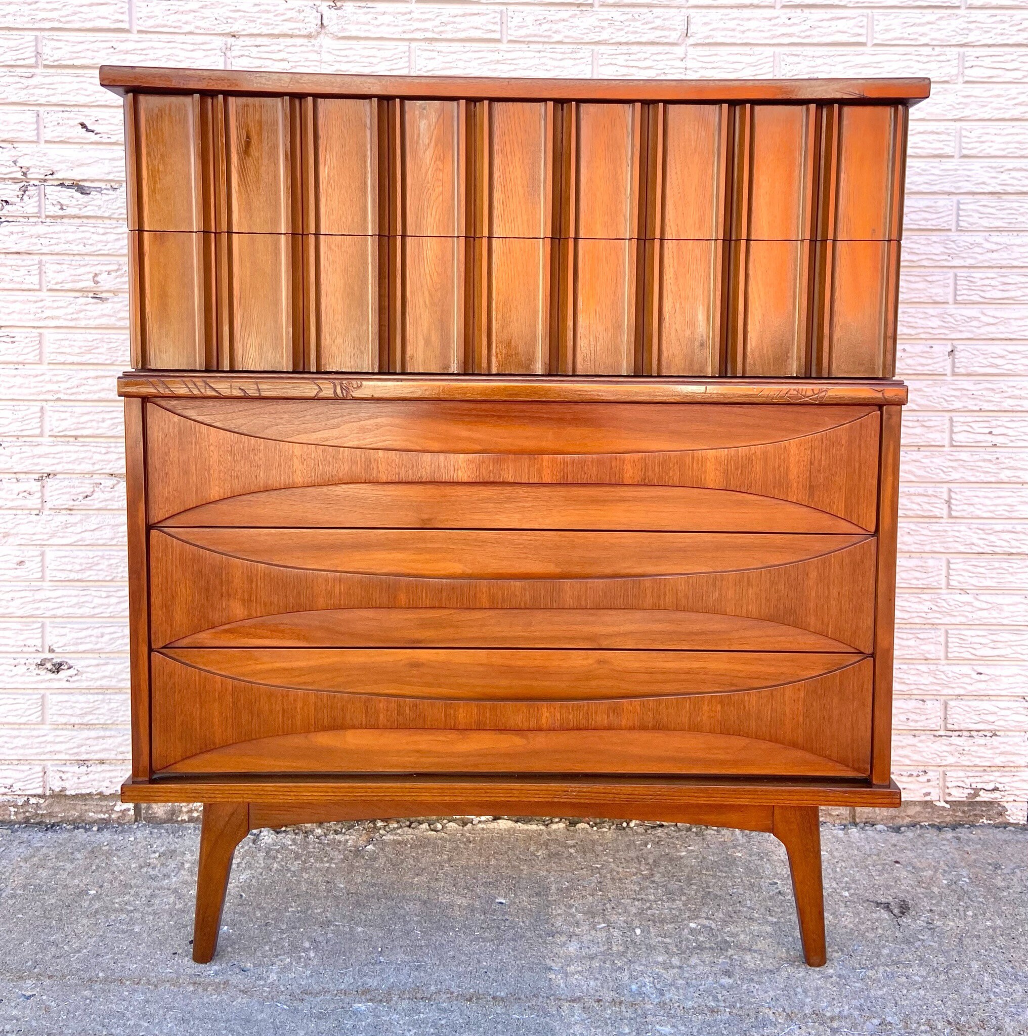 Vintage MCM Highboy Dresser Gentleman's Chest by United Etsy