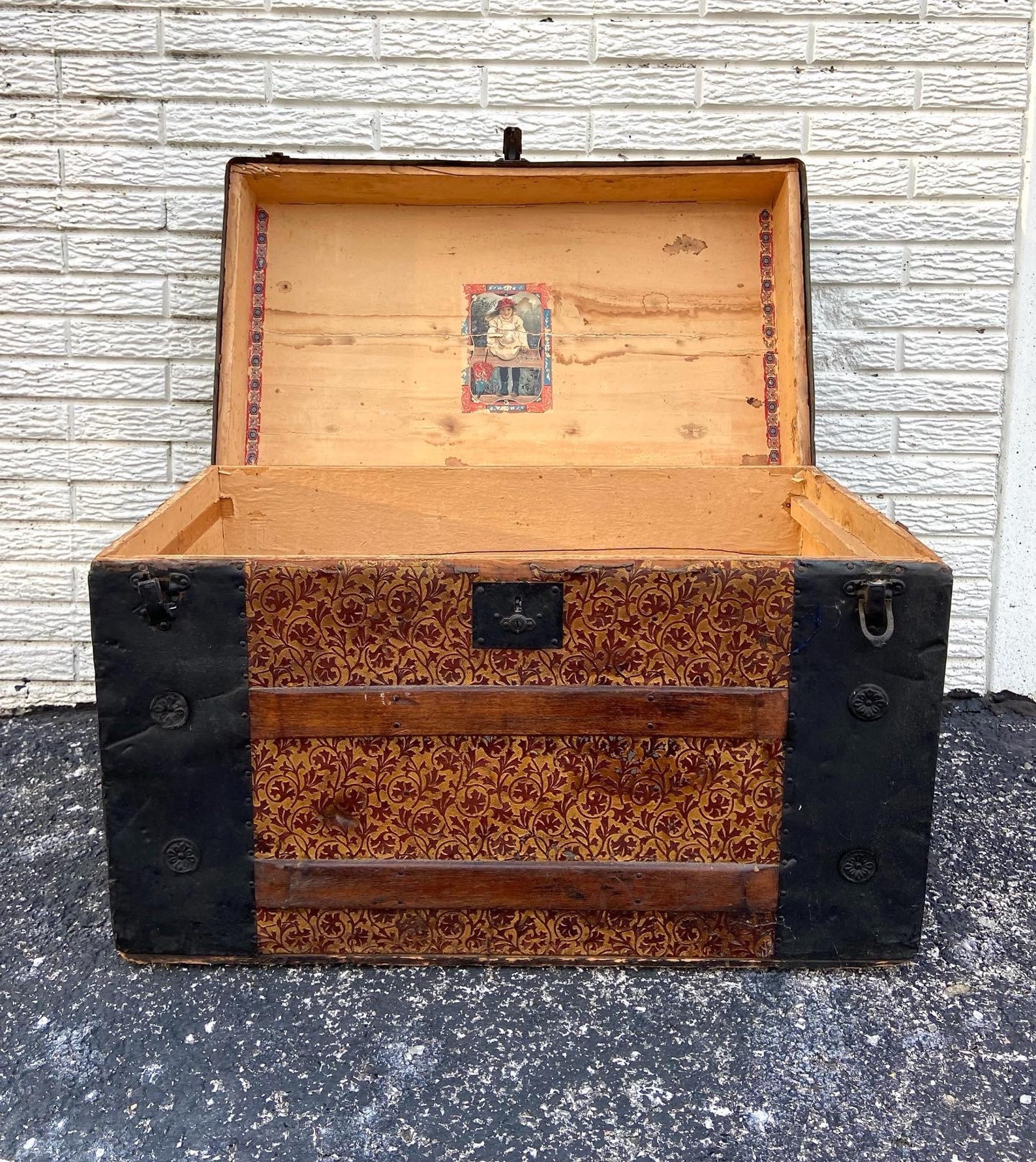 Antique Flat Top Steamer Trunk Etsy