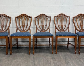 Vintage Duncan Phyfe Style Hepplewhite Style Shield Back Dining Side Chairs