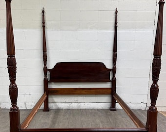 Vintage Queen Size Carved Four Poster Rice Bed