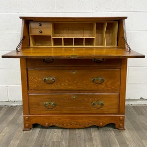 Vintage Drop Front Secretary Writing Desk Bureau by R. Miner Furniture image 4