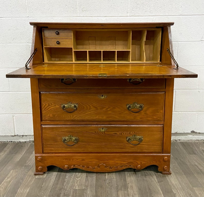 Vintage Drop Front Secretary Writing Desk Bureau by R. Miner Furniture image 4