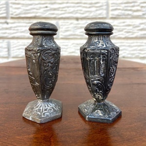 Vintage Etched Salt and Pepper Shakers