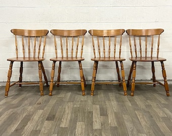 Vintage Spindle Windsor Dining Chairs - Set of 4