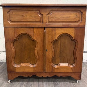 Antique Victorian French Provincial Louis XV Walnut Bedside Commode Cabinet