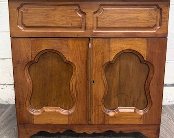 Antique Victorian French Provincial Louis XV Walnut Bedside Commode Cabinet