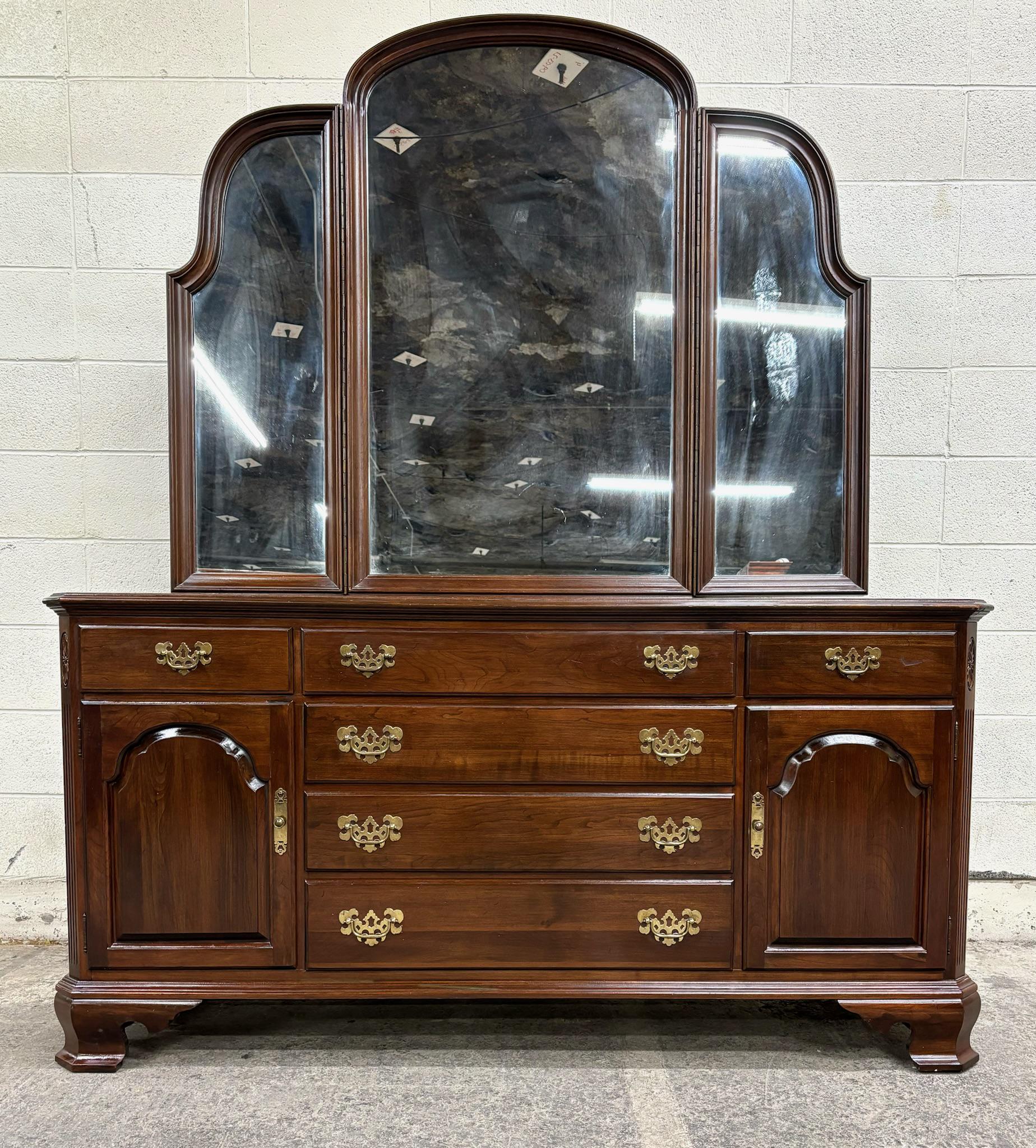 Vintage Ethan Allen Georgian Court Collection Solid Cherry Triple