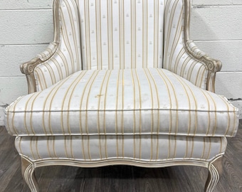 Vintage Sam Moore Louis XV Style Bergere Carved Upholstered Lounge Chair